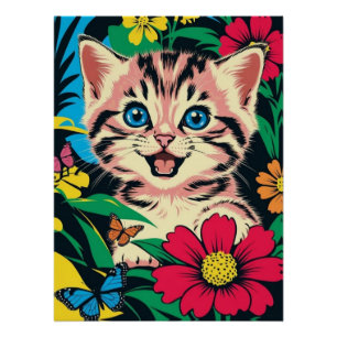 Niedlich Kitten in Pop Art Painting Style Poster