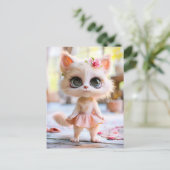 Niedlich Kitten in rosa Kleid Feiertagspostkarte (Stehend Vorderseite)