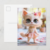 Niedlich Kitten in rosa Kleid Feiertagspostkarte (Vorne/Hinten)