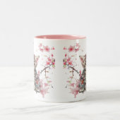 Niedlich Kitten in Sakura Blume Zweifarbige Tasse (Mittel)