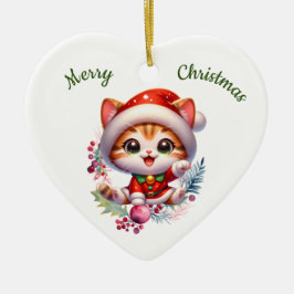 Niedlich Kitten in Santa Costume Weihnachten Keramik Ornament