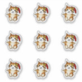 Niedlich Kitten in Weihnachtsmannmütze Aufkleber (Vorderseite)