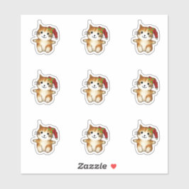 Niedlich Kitten in Weihnachtsmannmütze Aufkleber