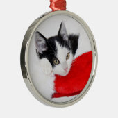 Niedlich Kitten in Weihnachtsmannmütze Ornament Aus Metall (Rechts)