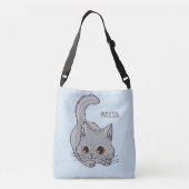 Niedlich Kitten individuelle Name & Farbtaschen Tragetaschen Mit Langen Trägern (Rückseite)