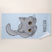 Niedlich Kitten individuelle Name und Farbtupfer Strandtuch (Vorderseite)