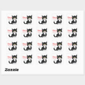 Niedlich Kitten Kitten Cartoon Black Cat Hallo Quadratischer Aufkleber (Blatt)