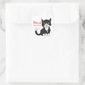 Niedlich Kitten Kitten Cartoon Black Cat Hallo Quadratischer Aufkleber (Tasche)