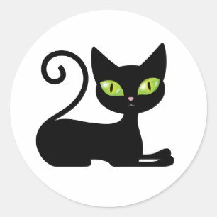 Niedlich Kitten Kitten Cartoon Halloween Black Cat Runder Aufkleber