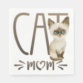 Niedlich Kitten Kitten Mama Watercolor Siamese Kat Serviette (Vorderseite)
