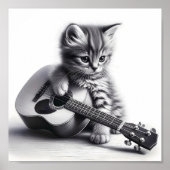 Niedlich Kitten mit Akustikgitarrenstift-Portrait Poster (Vorne)