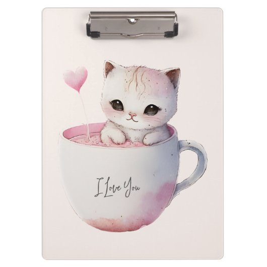 Niedlich Kitten mit Ballon Herz Klemmbrett (Vorderseite)