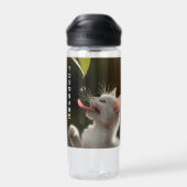 Niedlich Kitten mit Dewdrop Personalisiert Name Ge Trinkflasche (Rückseite)