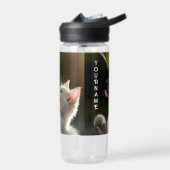 Niedlich Kitten mit Dewdrop Personalisiert Name Ge Trinkflasche (Links)