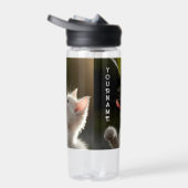 Niedlich Kitten mit Dewdrop Personalisiert Name Ge Trinkflasche (Rechts)