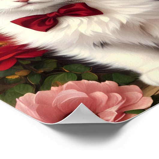 Niedlich Kitten mit einem roten Bow Poster (Ecke)