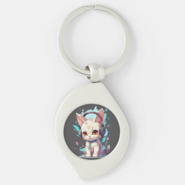 Niedlich Kitten mit Kopfhörer Magie Schlüsselanhänger