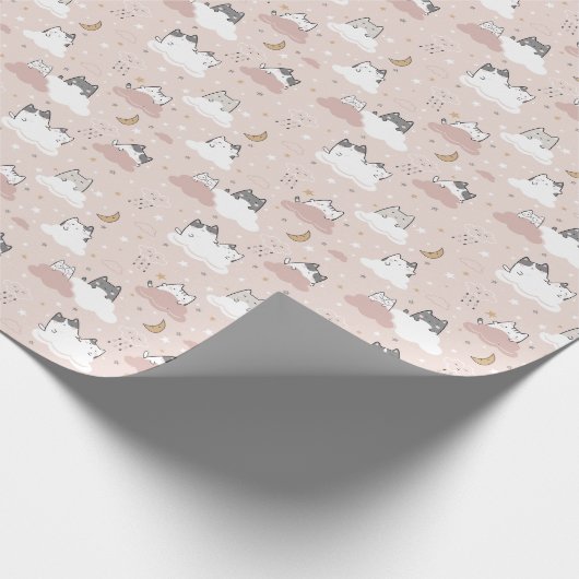 Niedlich Kitten Modern Pattern Babydusche Geschenkpapier (Ecke)