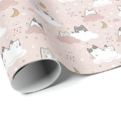 Niedlich Kitten Modern Pattern Babydusche Geschenkpapier (Rolleneckpunkt)