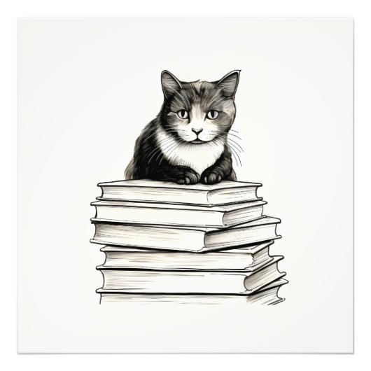 Niedlich Kitten on Books Fotodruck (Vorne)
