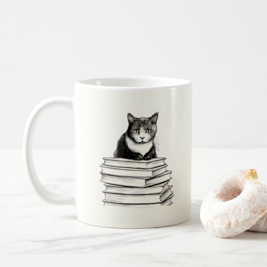 Niedlich Kitten on Books Kaffeetasse (Mit Donut)