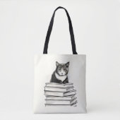 Niedlich Kitten on Books Tasche (Vorderseite)