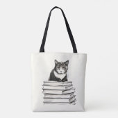 Niedlich Kitten on Books Tasche (Rückseite)