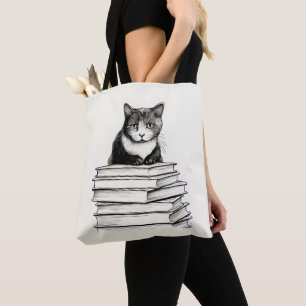 Niedlich Kitten on Books Tasche