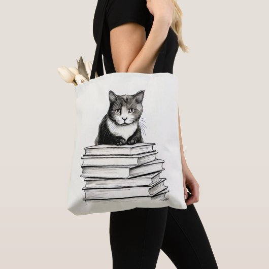 Niedlich Kitten on Books Tasche (Von Nahem)