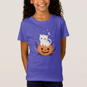 Niedlich Kitten on Pumpkin Halloween Illustration T-Shirt