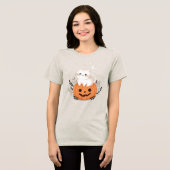 Niedlich Kitten on Pumpkin Halloween Illustration Tri-Blend Shirt (Vorderseite voll)