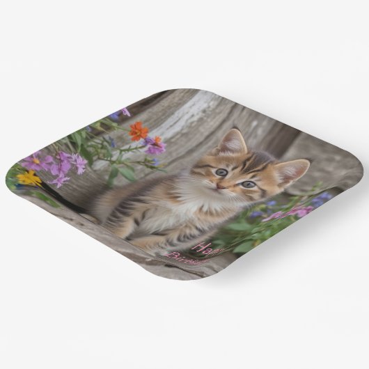 Niedlich Kitten Pappteller (Gewinkelt)