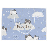 Niedlich Kitten Pattern Blau Große Geschenktüte (Rückseite)