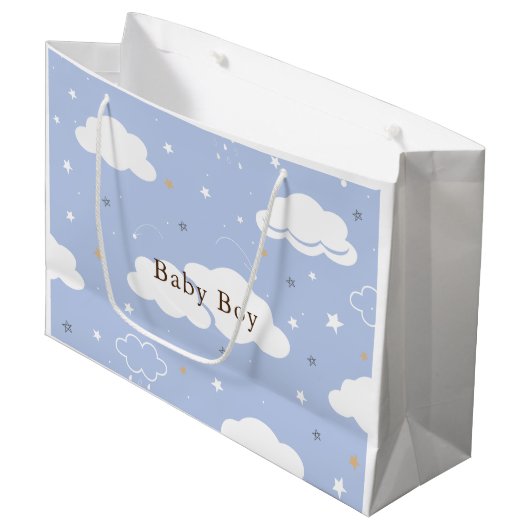 Niedlich Kitten Pattern Blau Große Geschenktüte (Vorderseite Schrägansicht)