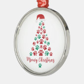 Niedlich Kitten Paw Print Meowy Weihnachtsbaum Ornament Aus Metall (Links)