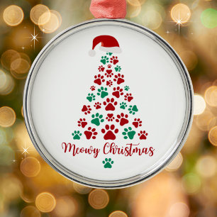 Niedlich Kitten Paw Print Meowy Weihnachtsbaum Ornament Aus Metall