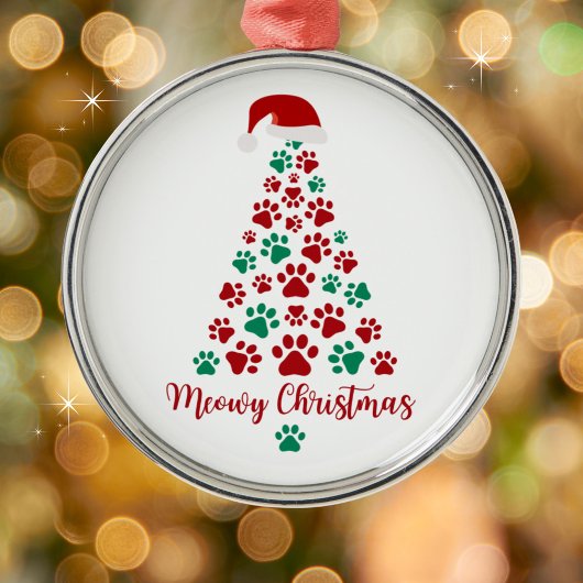 Niedlich Kitten Paw Print Meowy Weihnachtsbaum Ornament Aus Metall