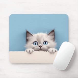 Niedlich Kitten Peeking Ragdoll Cat Mousepad