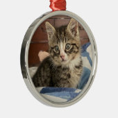 Niedlich Kitten Personalisiert Foto Weihnachten Ornament Aus Metall (Rechts)