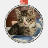Niedlich Kitten Personalisiert Foto Weihnachten Ornament Aus Metall (Vorne)