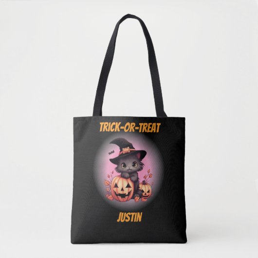 Niedlich Kitten Personalisiert Halloween Tasche (Vorderseite)