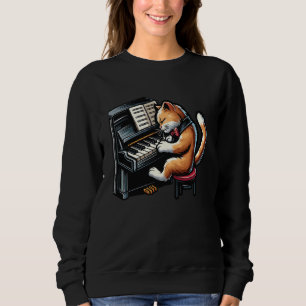 Niedlich Kitten Pianist - Katze spielen Klavier Sweatshirt