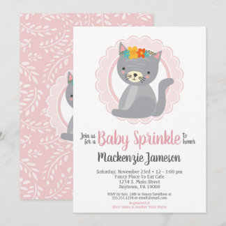 Niedlich Kitten Pink Girls Baby Sprinkle Einladung