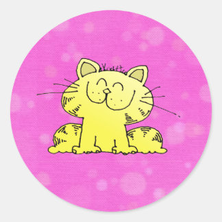 Niedlich Kitten Pink Room Runder Aufkleber