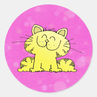 Niedlich Kitten Pink Room Runder Aufkleber
