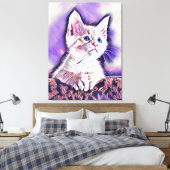 Niedlich Kitten Portrait Digitale Kunst Leinwanddruck (Insitu (Schlafzimmer))