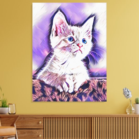 Niedlich Kitten Portrait Digitale Kunst Leinwanddruck (Insitu (Wohnzimmer))