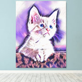 Niedlich Kitten Portrait Digitale Kunst Leinwanddruck (Insitu (Holzboden))