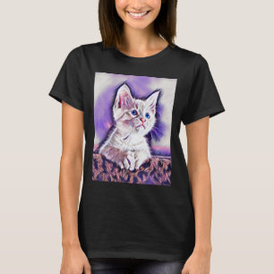 Niedlich Kitten Portrait Digitale Kunst - Malerei T-Shirt