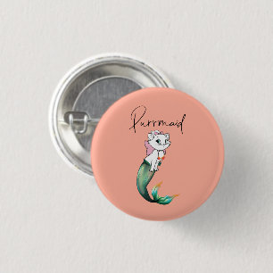 Niedlich Kitten Purrmaid - Fun Mermaid Cat Design Button
